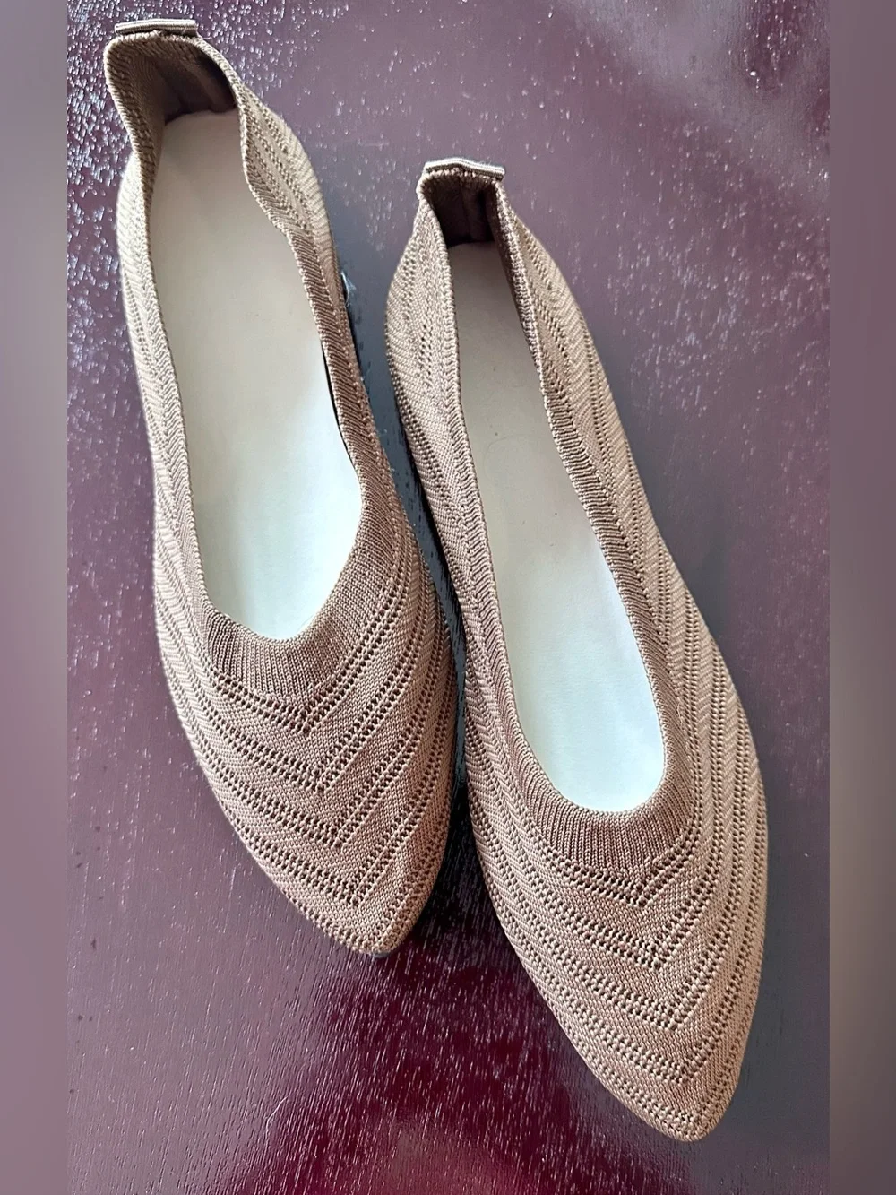 Women’s Pointed Toe Knit Flats Size 40 Slip On Ballet Flats